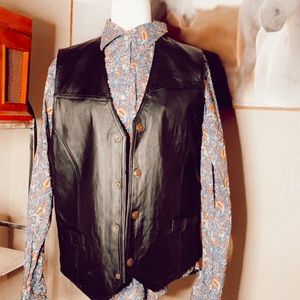 men’s real leather western vest